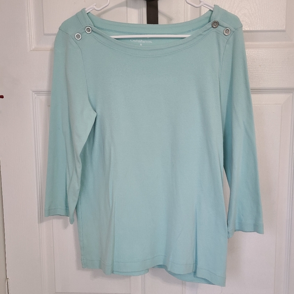 (1371) Croft and Barrow Woman's Long Sleeve Blouse, Size: Medium, Light Blue - Picture 3 of 11
